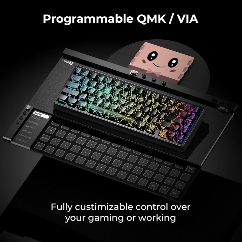HITIME x XVX M67 60% Percent Keyboard Wireless, QMK/VIA Black Spider Web Gaming Keyboard, Tri-Mode Thocky Creamy Mechanical Key Board, Hot Swappable Gasket Mount RGB IMD Tech for Win/Mac - Image 5